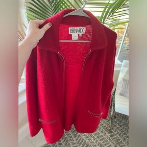 Women’s Red Bernardo Oversized Zip-Up Wool Jacket, size small